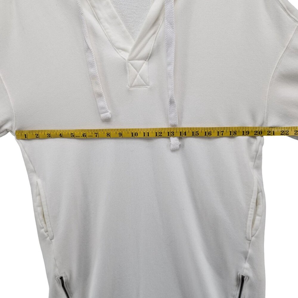 Free People Spur of the Moment Hoodie Womens White Long Pockets Zip Sides Sz XS - Picture 7 of 12